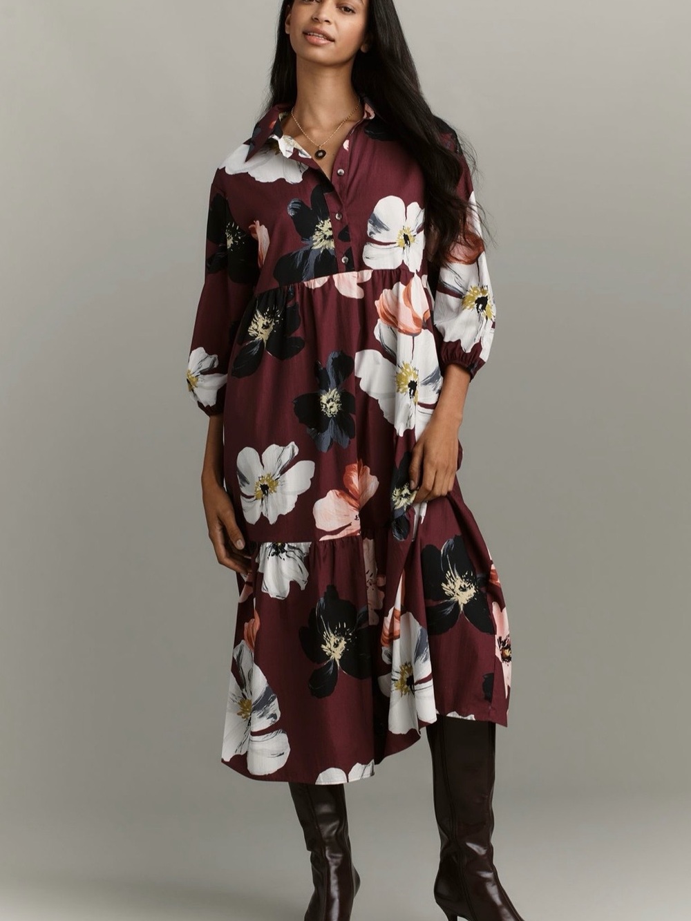 Bettina Tiered Shirt Dress by Maeve